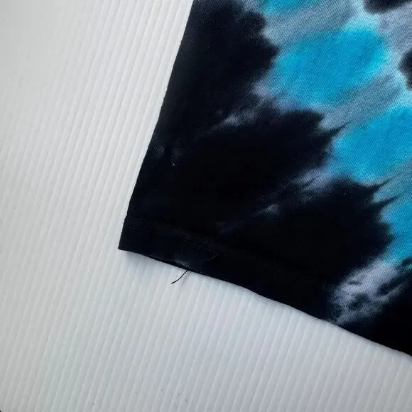 Grateful Dead Liquid Blue Tie Dye Skull Roses Steal Your Bertha Tee Double Sided - Picture 9 of 10